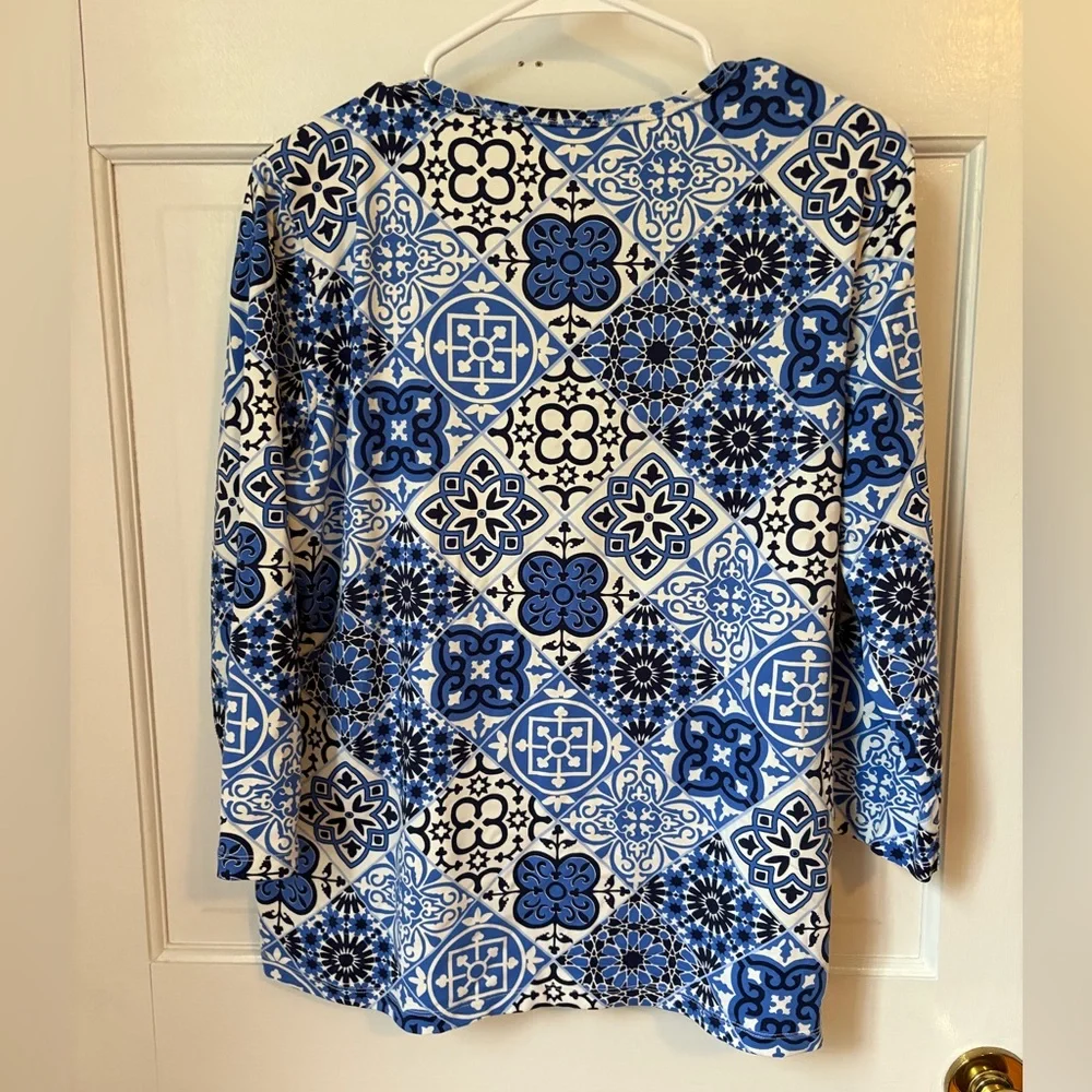 J.McLaughlin Signature Tee Catalina Cloth 3/4 Sleeve Top, Size Extra Large (XL) - Picture 3 of 6